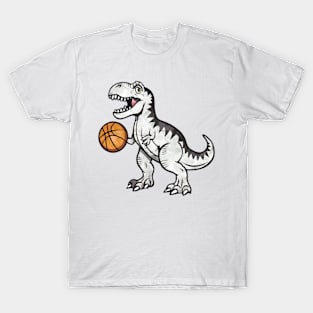 Trex Dinosaur Basketball Cute Sport Toddler Player Kids Boys T-Shirt